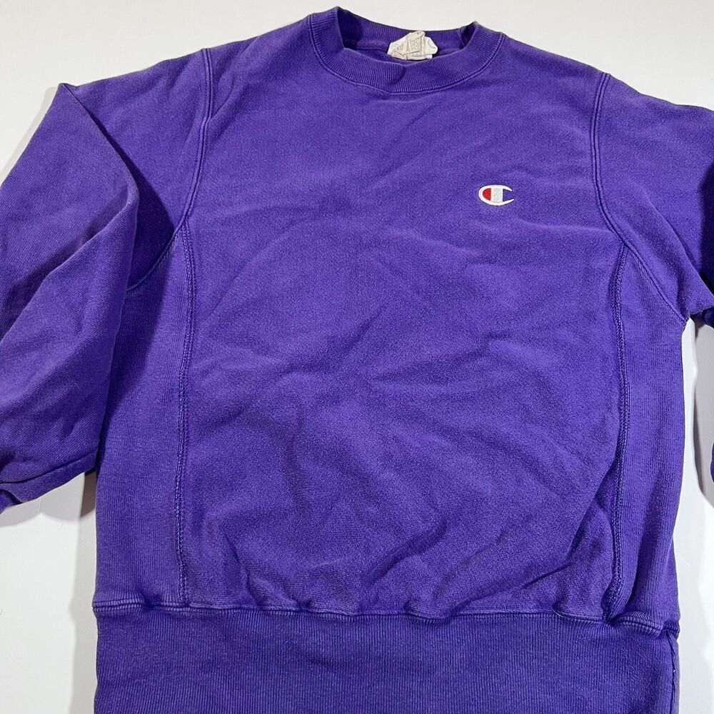 Champion Reverse Weave Purple Pullover Crew Neck Sweatshirt Adult Size XS - Picture 4 of 8